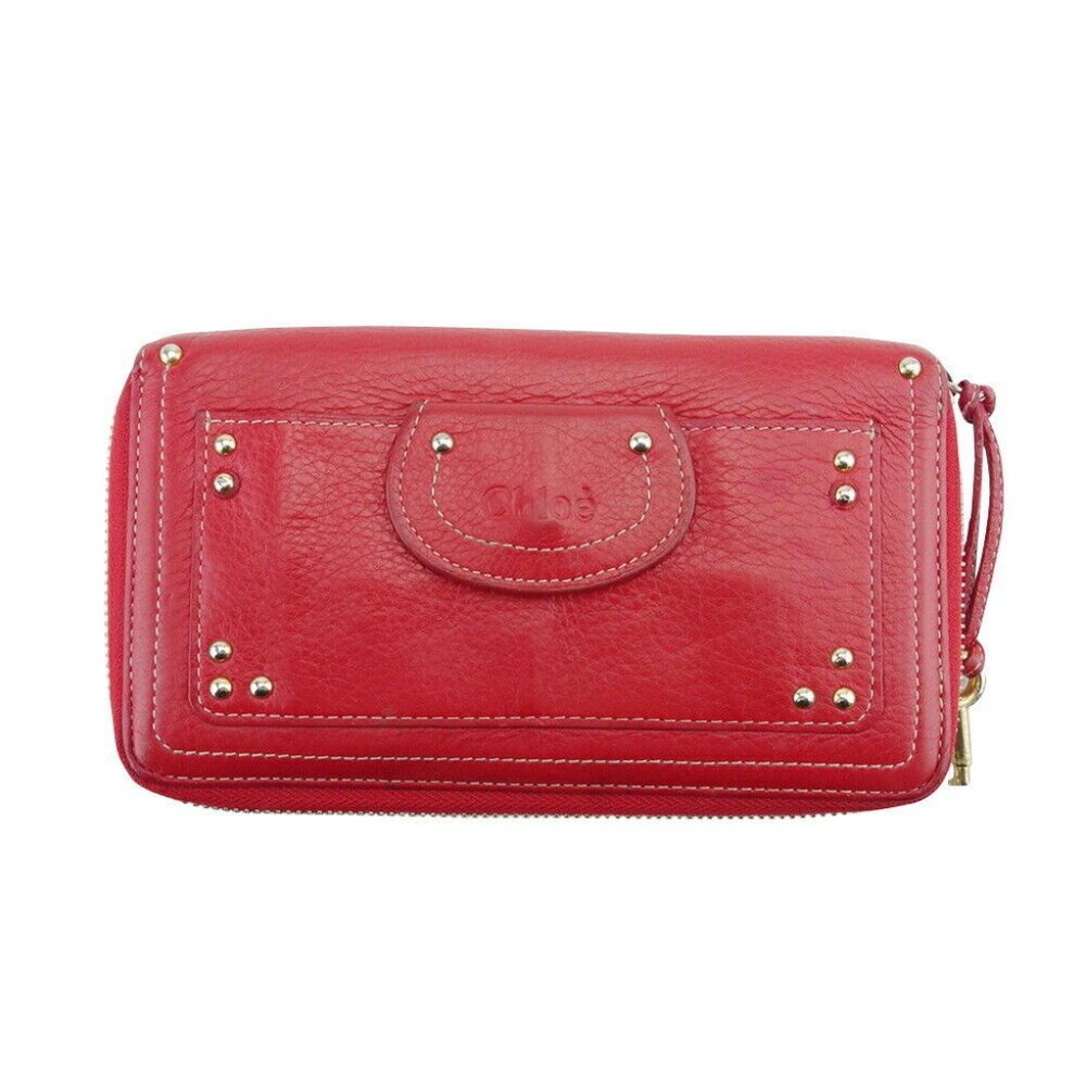 Chloe Long Wallet Logo Leather Authentic USED